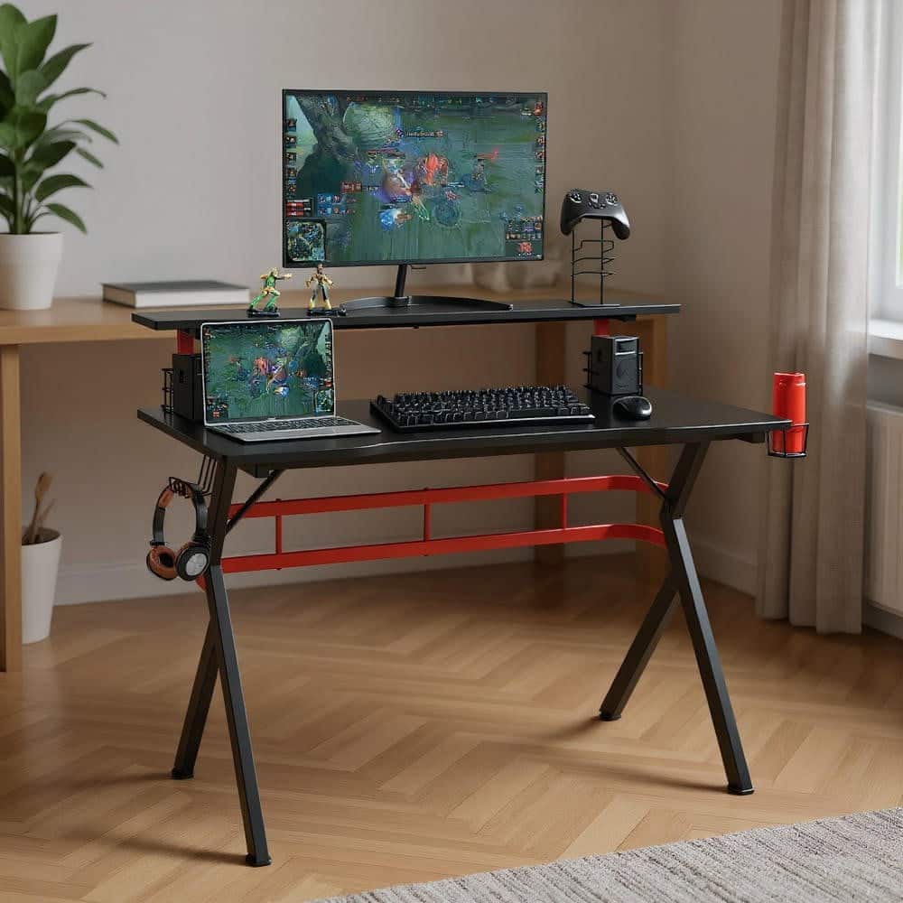 Kadyn - Gaming Computer Multifunctional Storage Desk, Home Office Desks, Gaming Computer Desks for Study,Working,Writing - Black