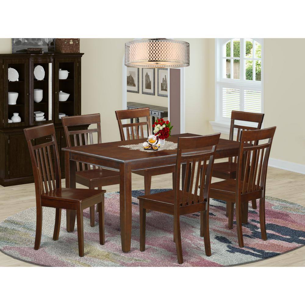Back. East West Furniture - 7 PC Dining room set for 6- Dinette Table and 6 dinette chair - Mahogany.