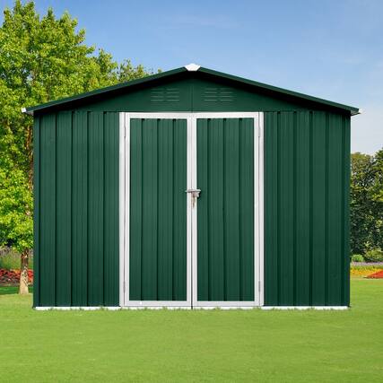 Front. Mondawe - 8ftx6ft Outdoor Storage Sheds with Lockable Door - Green.