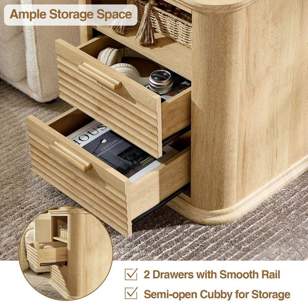 Ample Storage Space

2 Drawers with Smooth Rail

Semi-open Cubby for Storage