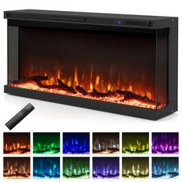 LUCKY ONE - 36 Inch 3-Sided Electric Fireplace Insert with 12 Flame Colors & Remote - Black