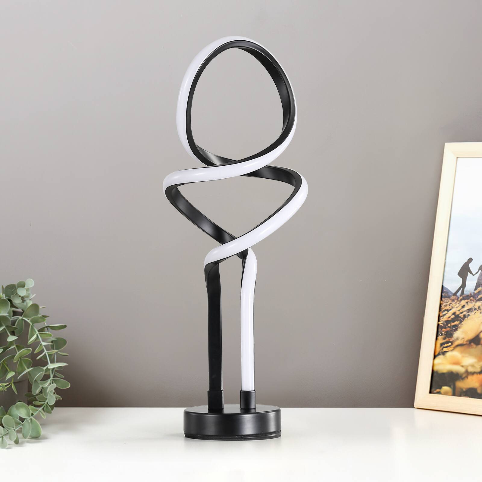 Alt View 2. Sofucor - Modern Table Lamp LED Spiral Lamp Bedside Lamp with Stepless Dimming Switch Contemporary Nightstand Lamp for Bedroom - Black.