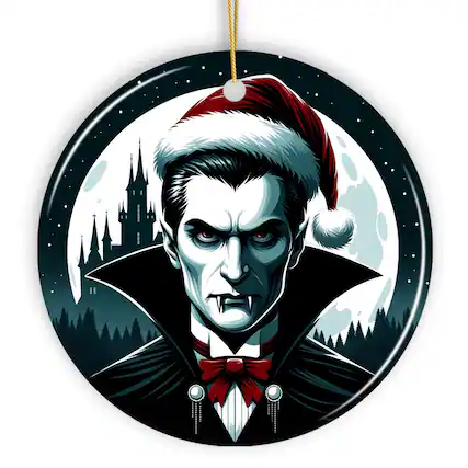 Front. OrnamentallyYou - Midnight Terror Dracula Ornament Sinister Holiday Keepsake and Halloween Tree Decor Version 2 - Multi-colored.