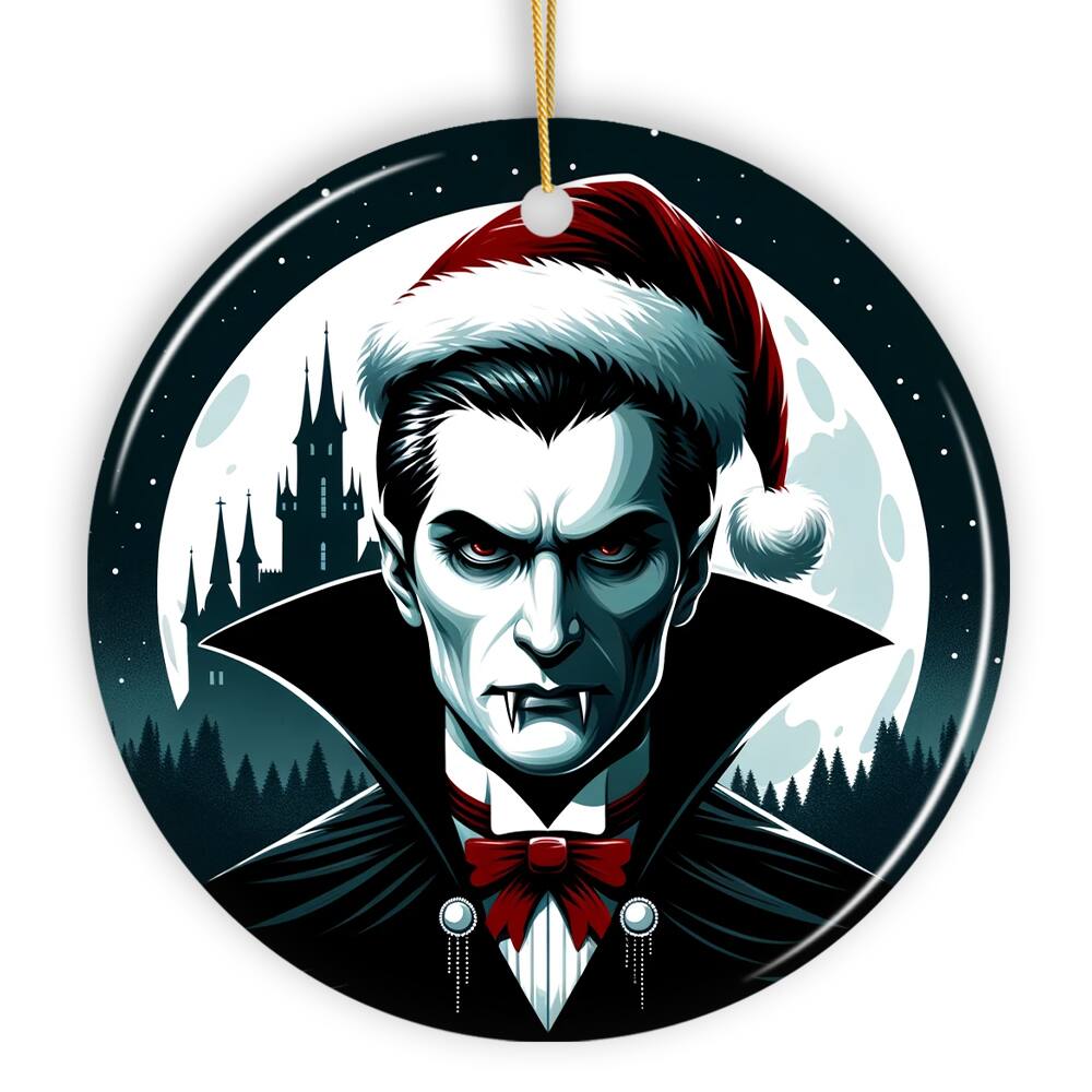 Front. OrnamentallyYou - Midnight Terror Dracula Ornament Sinister Holiday Keepsake and Halloween Tree Decor Version 2 - Multi-colored.