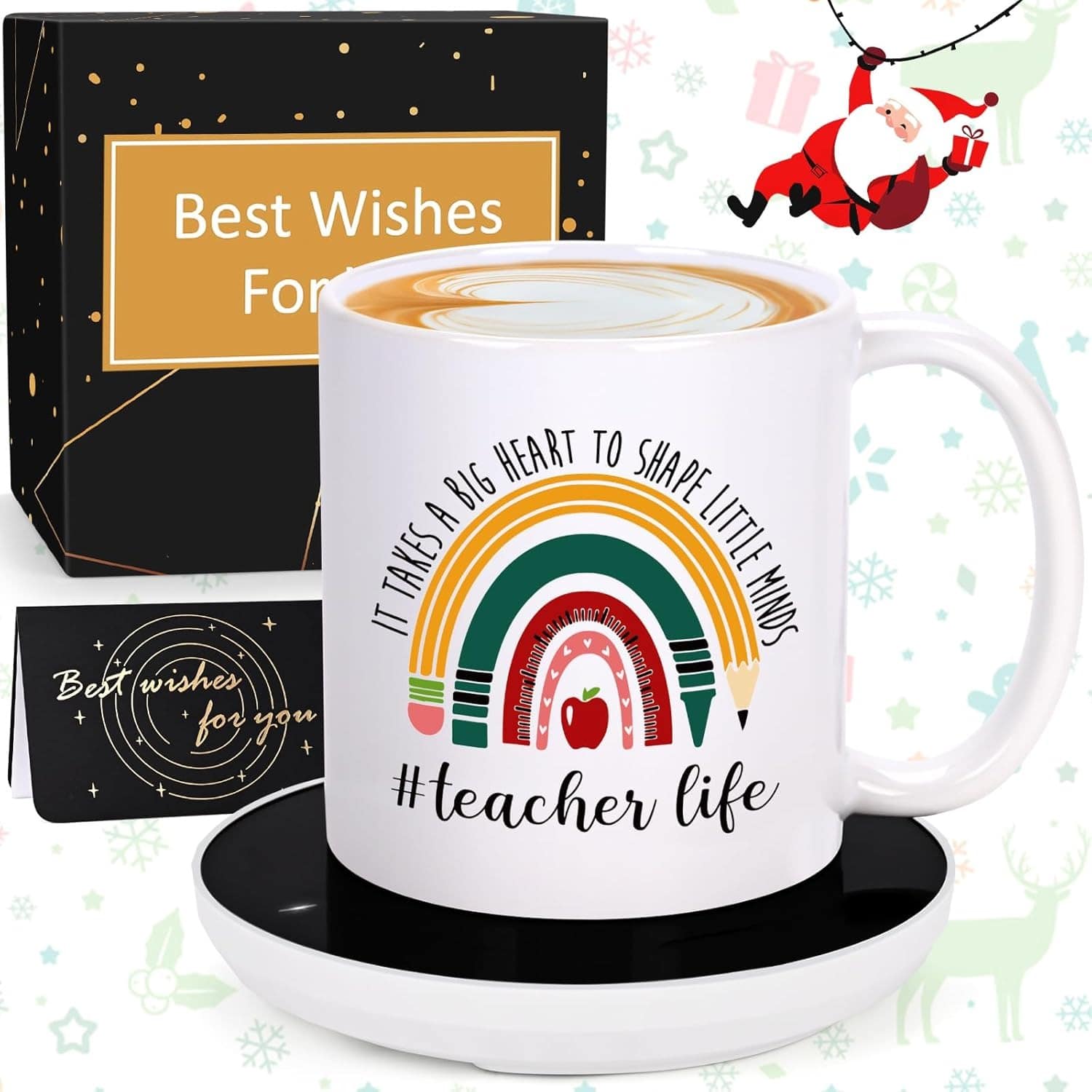 Schertz - Coffee Mug Warmer Set – 11oz Mug, Teacher Gift Edition - White