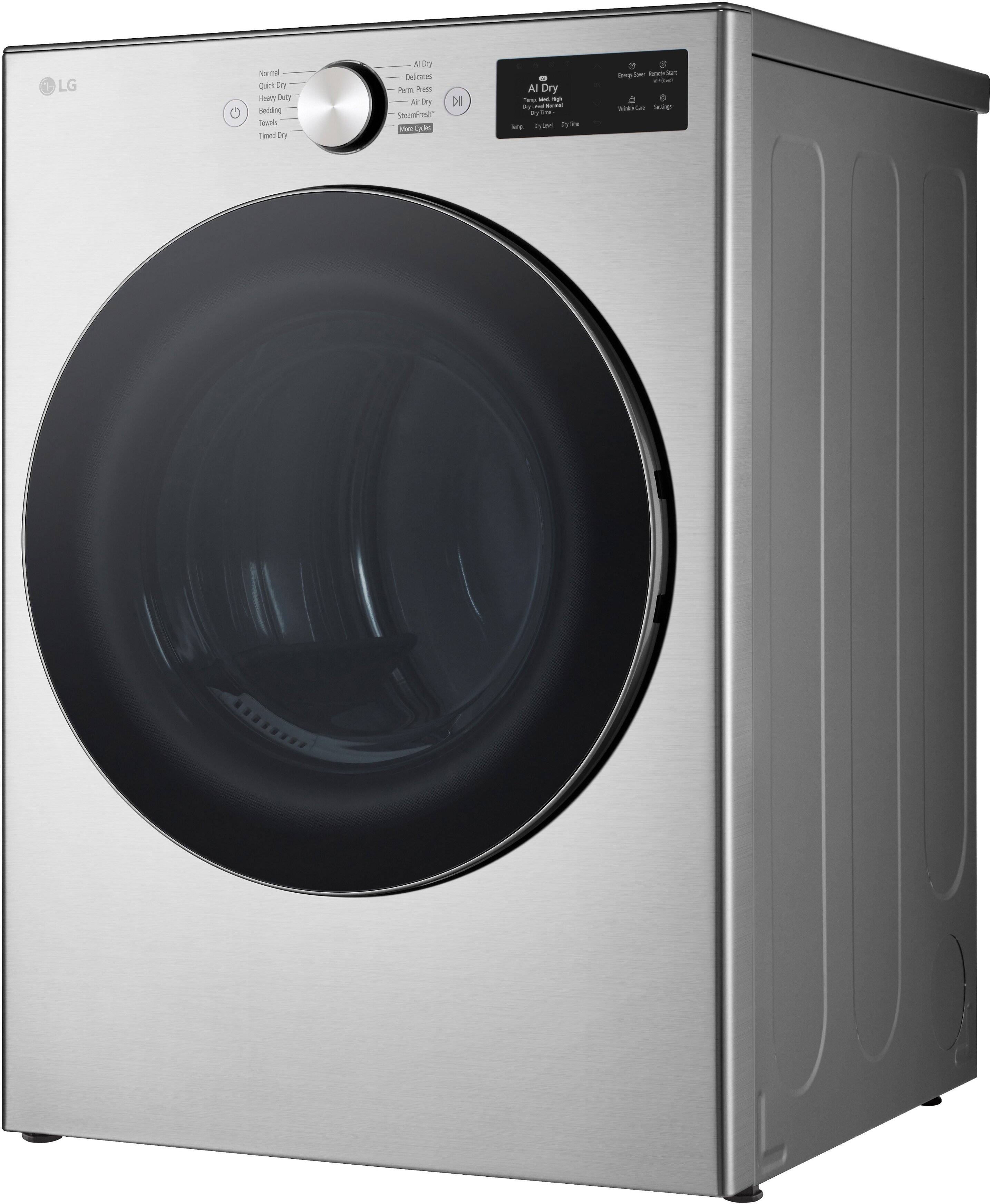 LG

Normal  
Quick Dry  
Heavy Duty  
Bedding  
Towels  
Timed Dry  
More Cycles

AI Dry  
Perm. Press  
Delicates  
Air Dry  
Steam Fresh  
More Cycles

AI Dry  
Dry Normal  
Dry Low Temp  
Dry High Temp  
Dry Time

Knock Sensor  
Start  
Wrinkle Care  
Settings