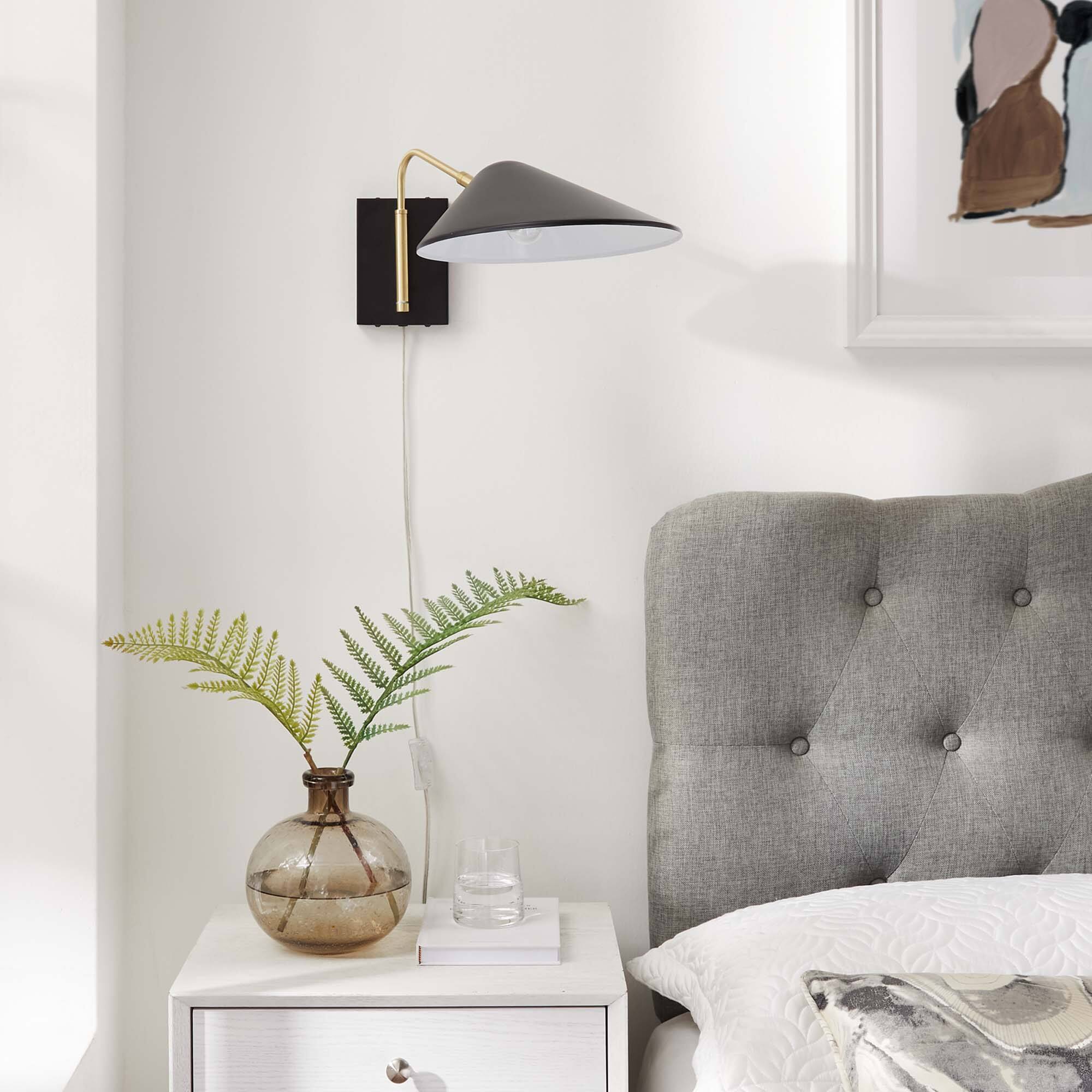 Back. Modway - Journey 7" Swing Arm Wall Sconce by Modway - Black.