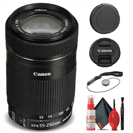 Canon - EF-S 55-250mm f/4-5.6 IS STM Lens (8546B002) + Filter Kit Base Bundle (International Version)