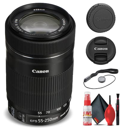 58mm STM IS 1:4-5.6 L.E CANON ZOOM PUS Canon Canon Canon ANO I STABILIZER / AF MF A 135 100 STUS 55 70 IAAGE 55-250mm mm EFS KAVE ELECTRONIC NIC INS CLEANE Na - SAVE - - noc