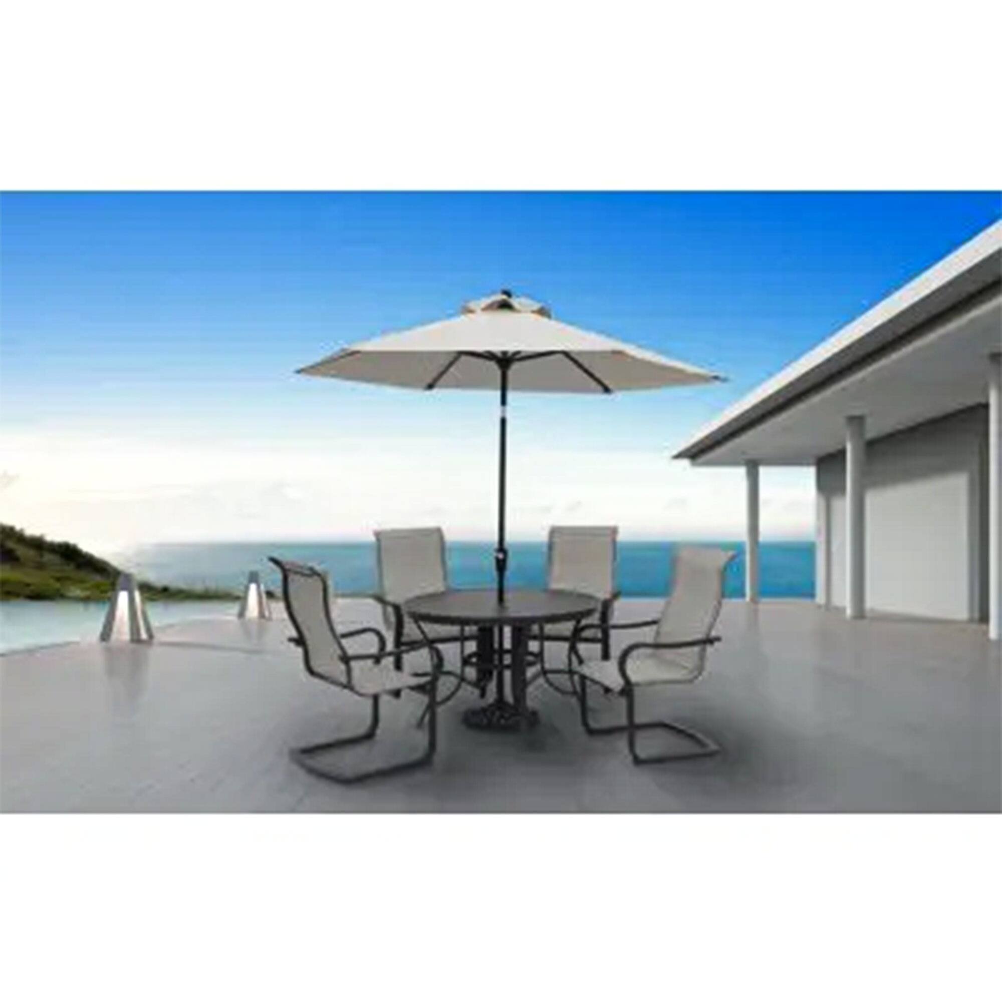 Alt View 1. Four Seasons Courtyard - Four Seasons Courtyard Palermo Market Patio Umbrella with Push Button Tilt, Gray - Gray.