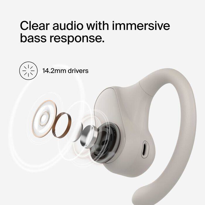 Clear audio with immersive bass response.  
14.2mm drivers