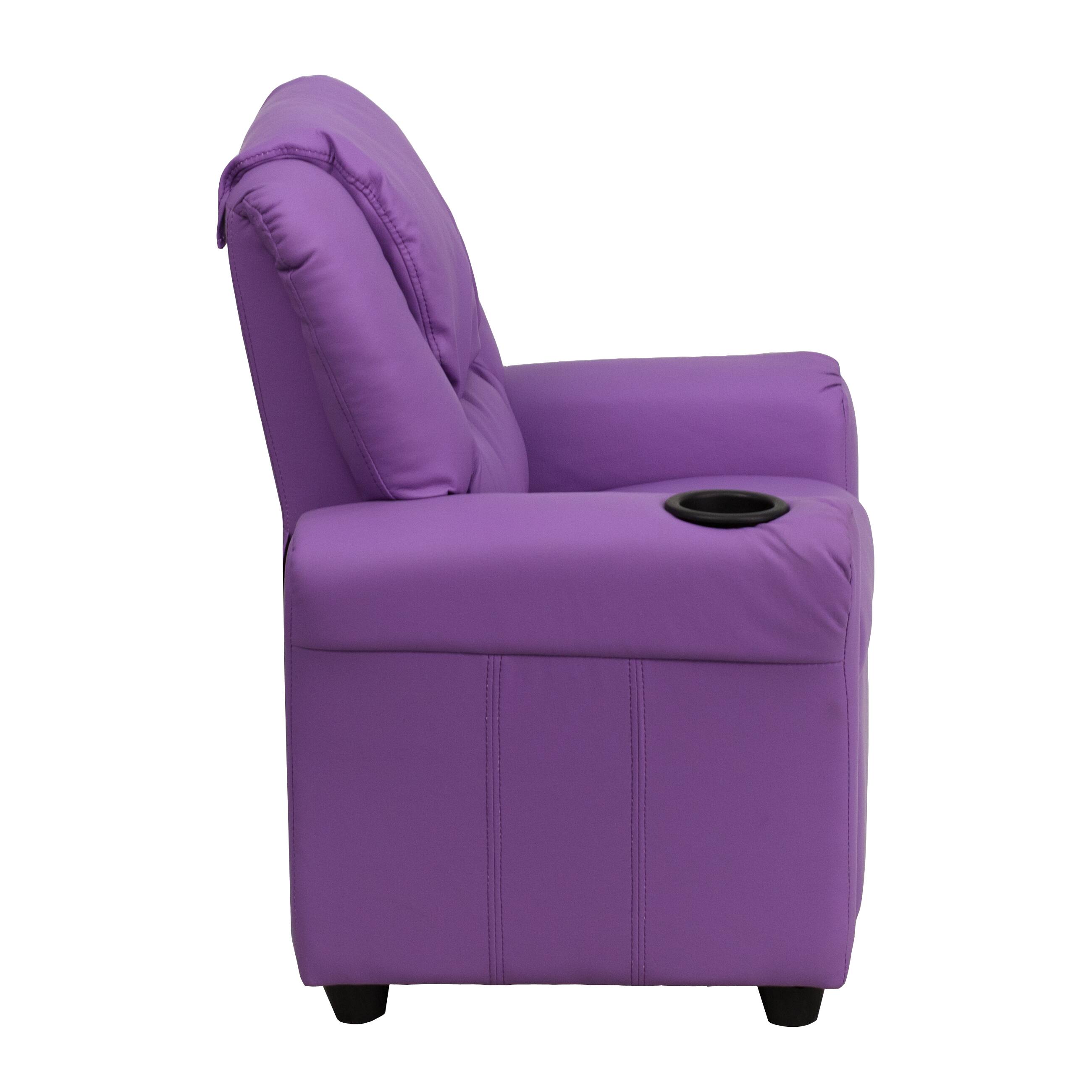 Alt View 5. Emma + Oliver - Contemporary Kids Recliner with Cup Holder and Headrest - Lavender Vinyl.