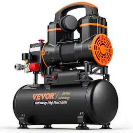 VEVOR - 2.1 Gallon Air Compressor, 1.2HP 2.2 CFM@90PSI Air Compressors with Max. 116PSI Pressure, Oil Free Compressor Tank - Black;Orange