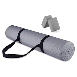 Signature Fitness - All Purpose High Density No Tear Exercise Mat w/Strap - Gray