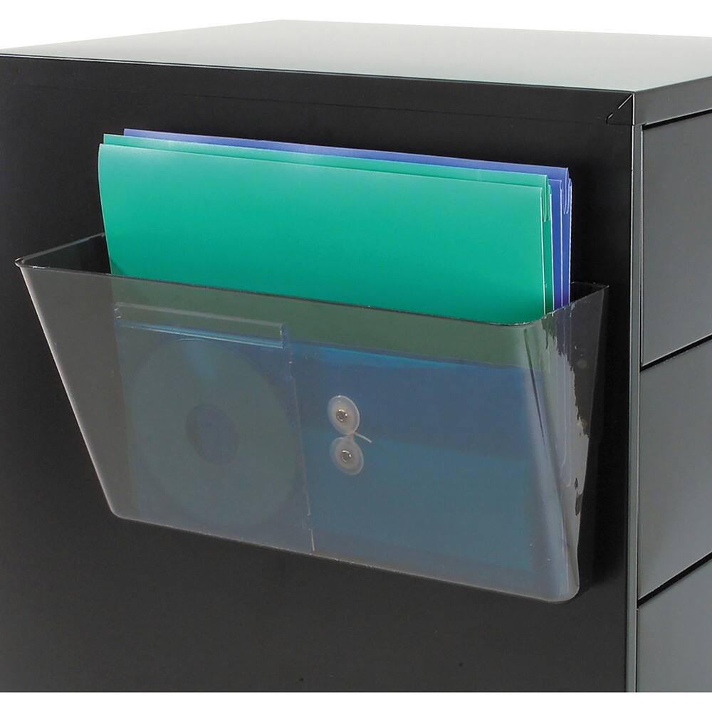 Front. Deflecto - Deflecto Magnetic DocuPocket - 7" Height x 13" Width x 4" Depth - Smoke - Plastic - 1 Each.