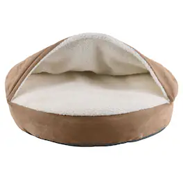 PetMaker - Cozy Cave Dog Bed with Cover Cave for Small Pets, 23”x6.5” - Brown