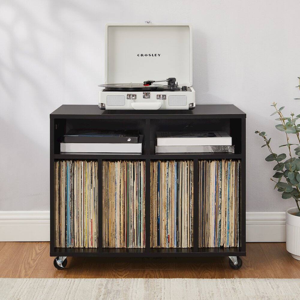Alt View 9. Crosley Furniture - Carlo Rolling Record Player Stand With Vinyl Storage - Black.