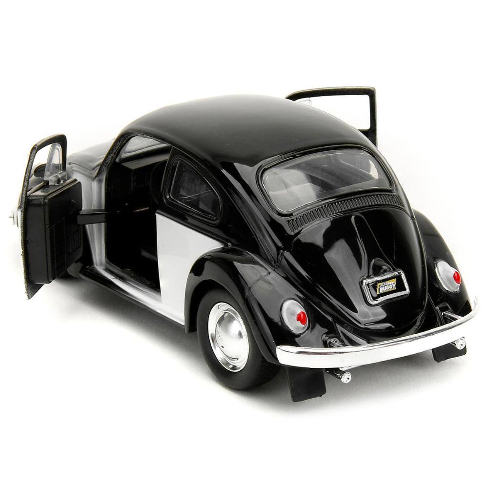 Left. Jada - 1959 Volkswagen Beetle "Punch Buggy" Black and White and Boxing Gloves Accessory "Punch Buggy" Series 1/32 - Black and White.