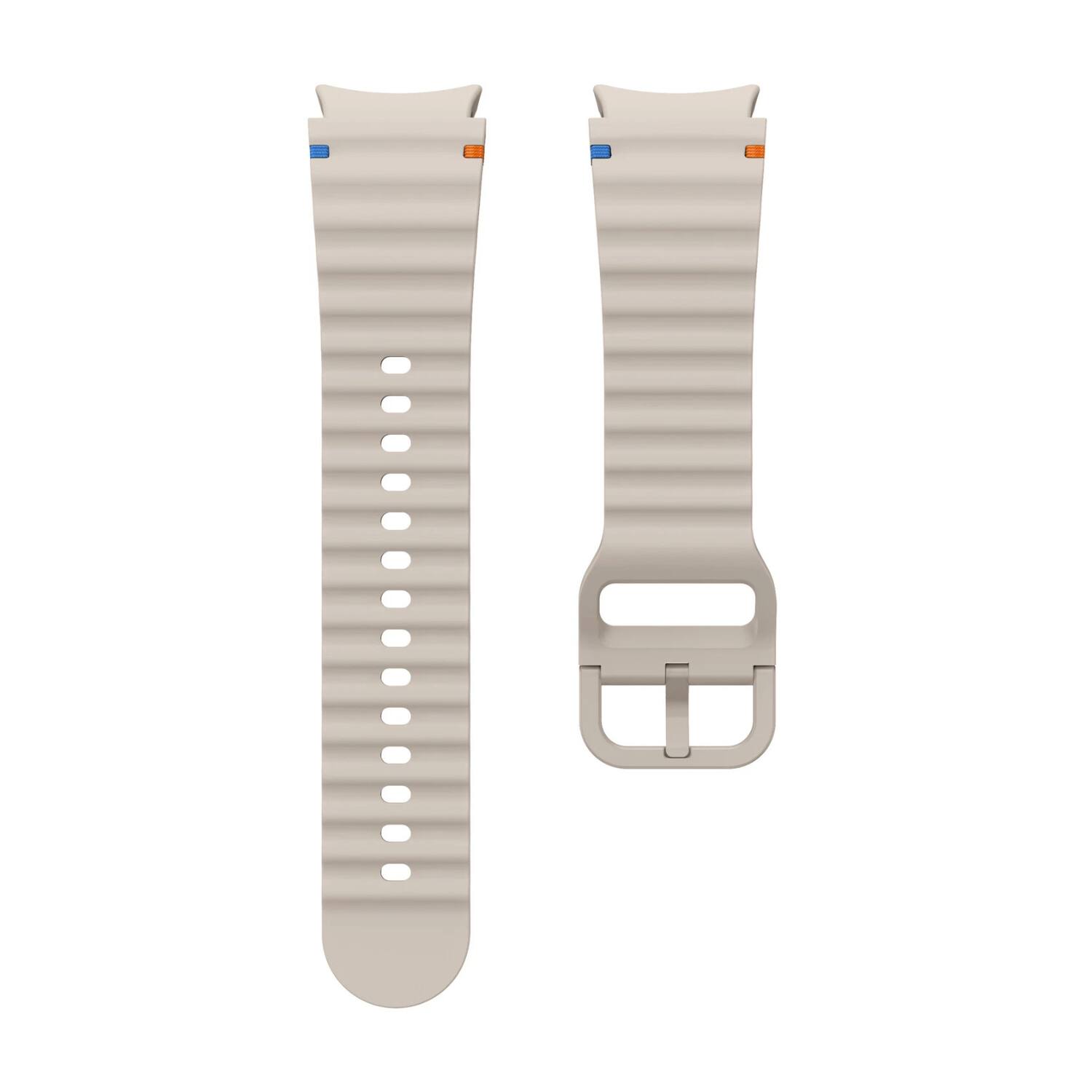 Left. Stock Preferred - Sport Silicone Watch Band for Samsung Galaxy Watch 7/6/5/4 FE for 40mm & 44mm - Starlight - Starlight.