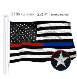 G128 - Thin Red and Thin Blue Line Embroidered Polyester Flag 2 x 3 ft - Assorted Colors