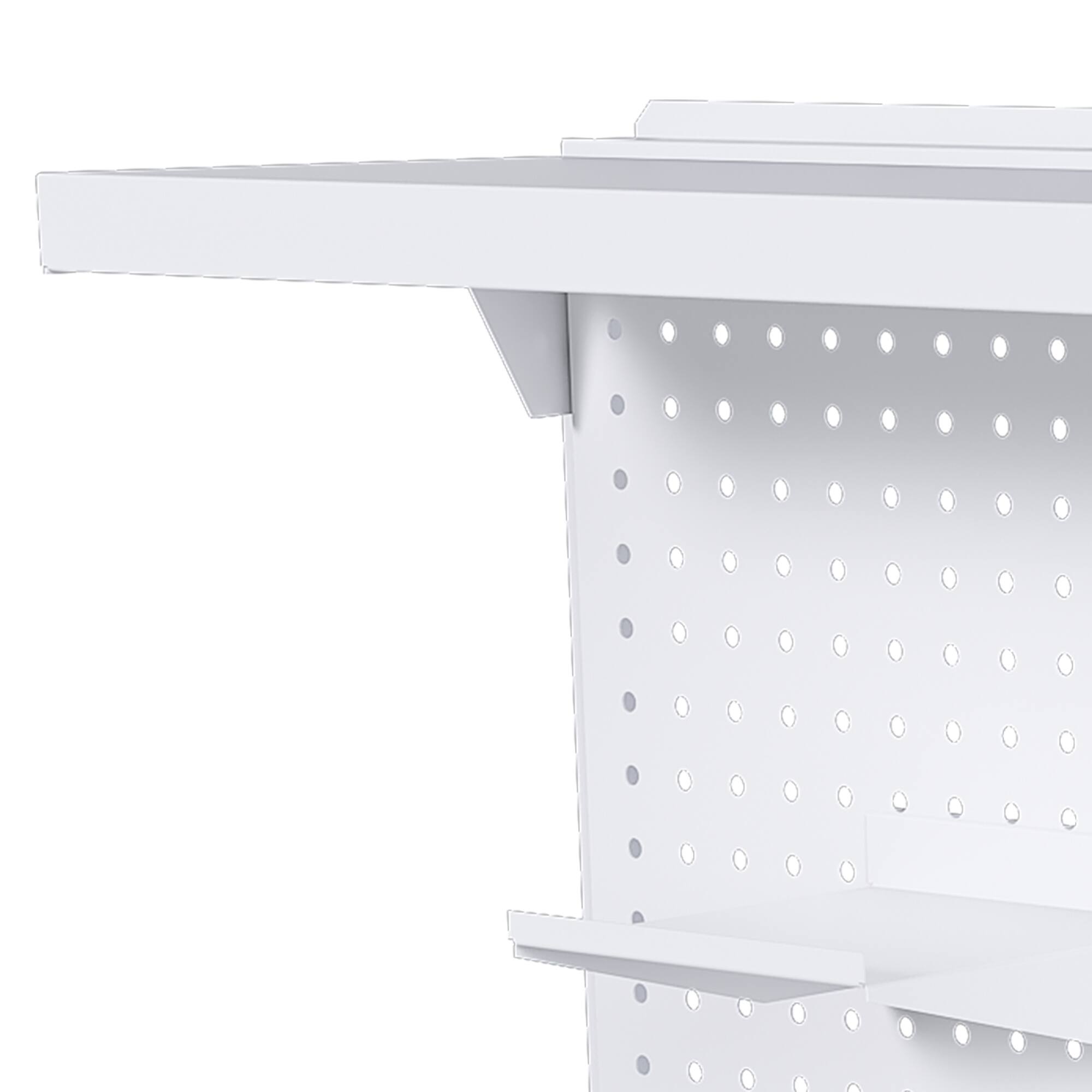 Alt View 1. GOODSILO - Large Dual Monitor Stand Desk Organizer with Pegboard Panel and Modular Storage Accessories - White.