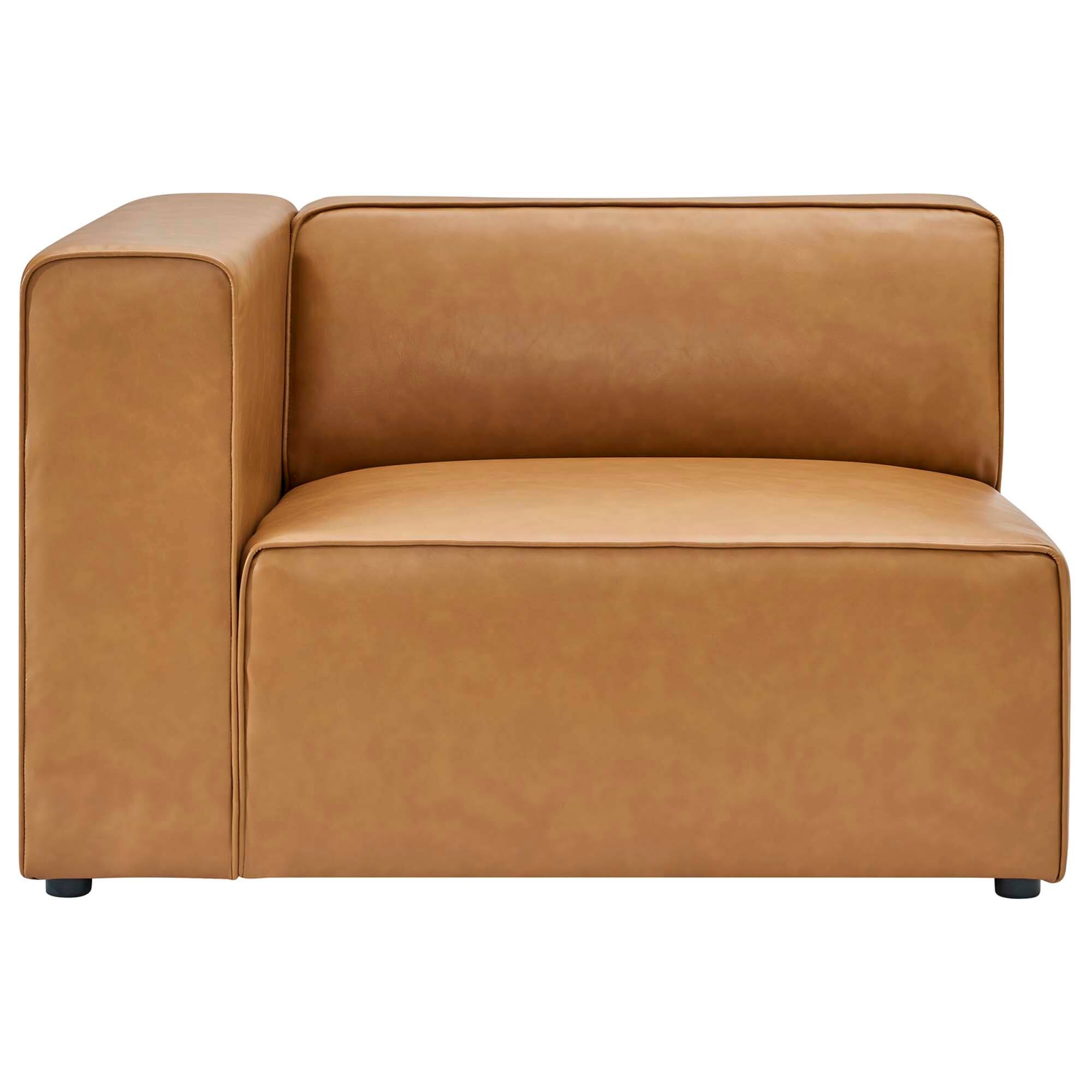 Back. Modway - Mingle 4-Piece Vegan Leather Sofa and 2 Ottomans Set by Modway - Brown.