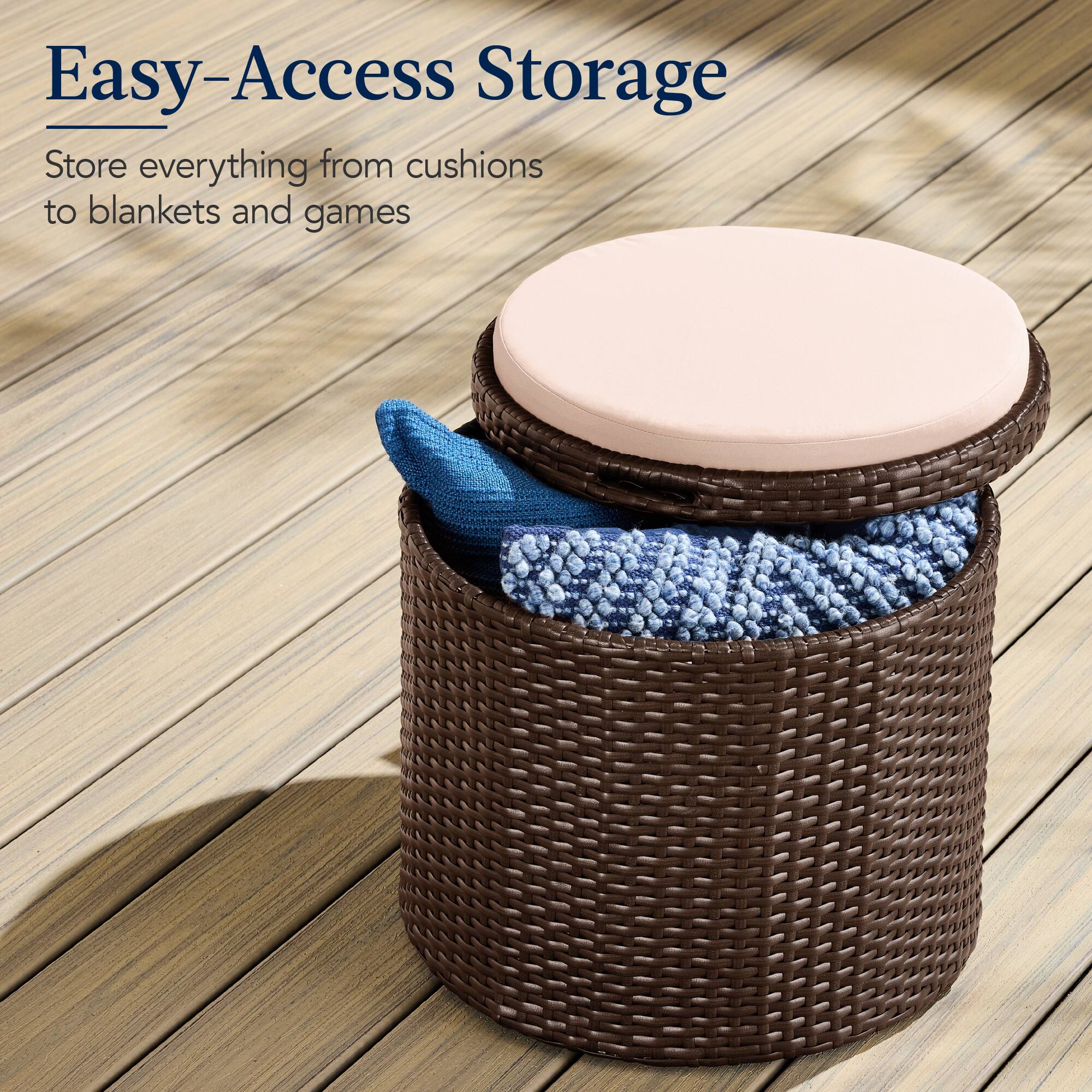 Easy-Access Storage

Store everything from cushions to blankets and games