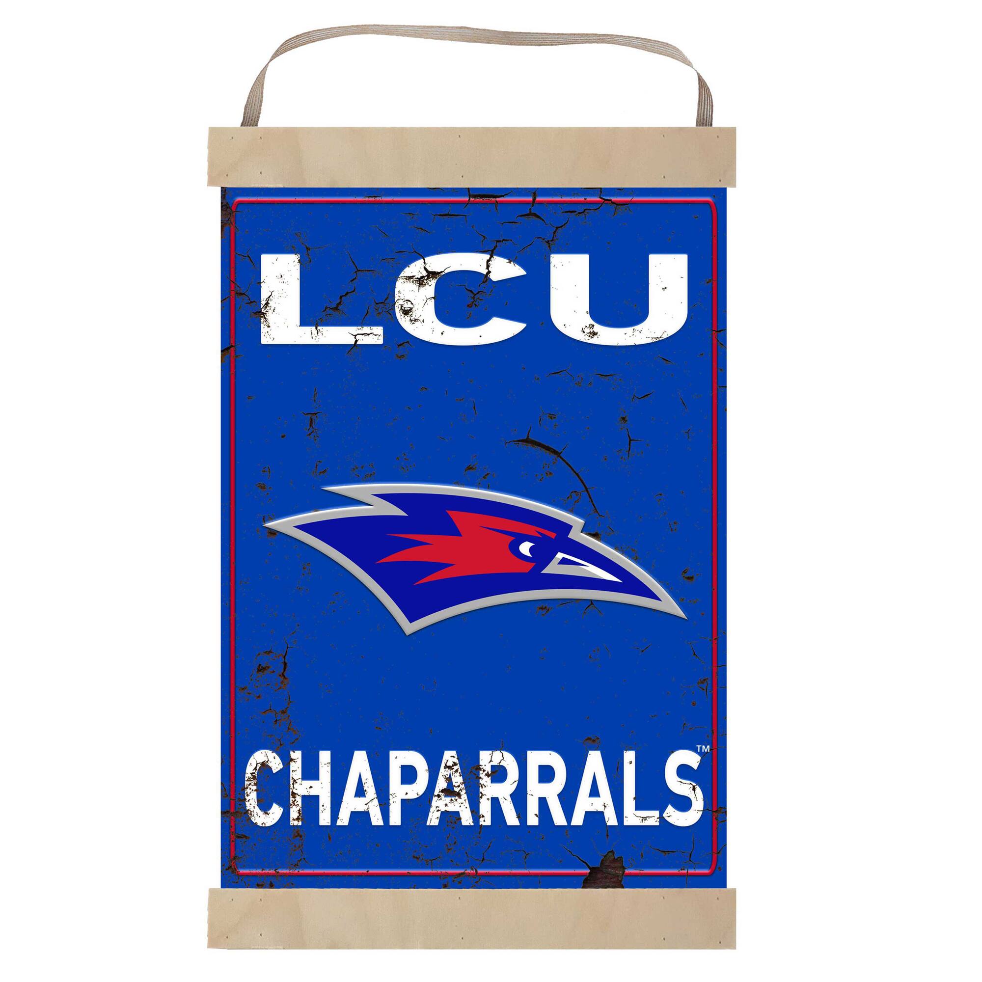 Lubbock Christian Chaparral 12" x 20" Faux Rust Banner Sign