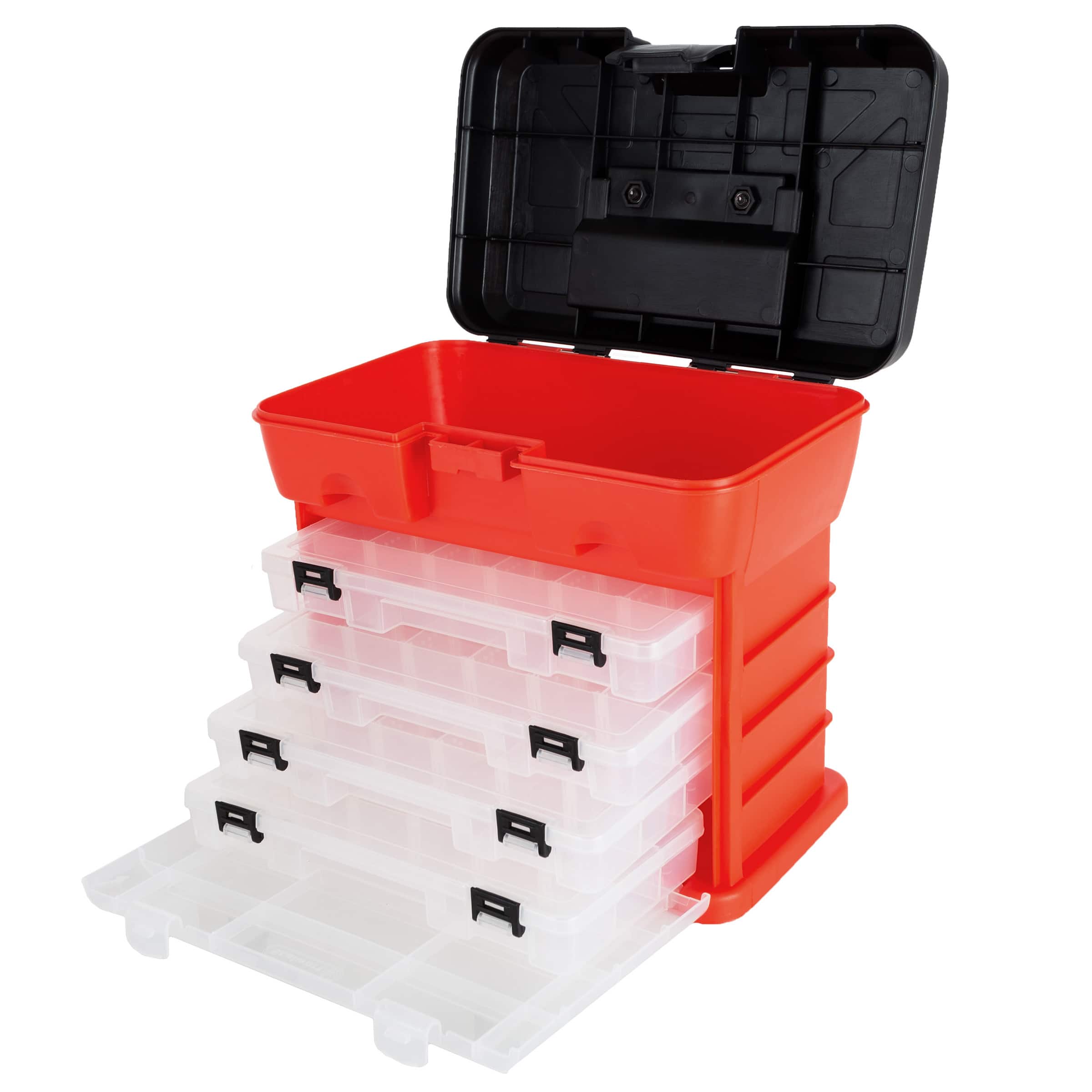 Stalwart - Portable Tool Storage Box with Trays - Red