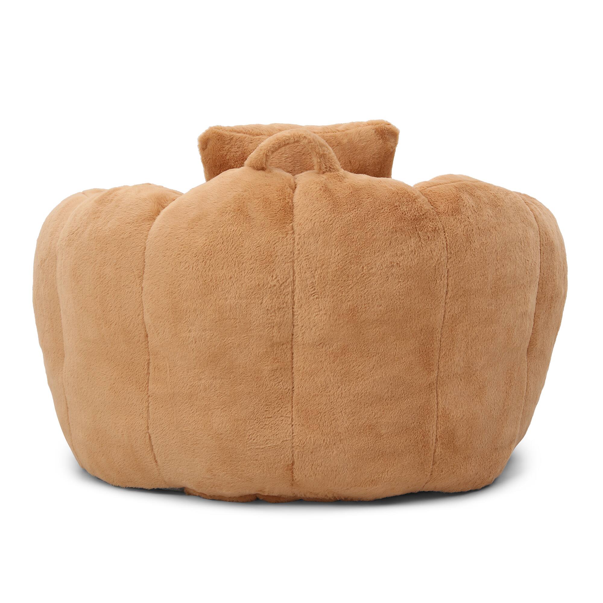 Alt View 1. GOODSILO - Oversized Shell-Shaped Faux Fur Bean Bag Chair with Matching Footstool for Living Room and Bedroom Lounging - khaki.