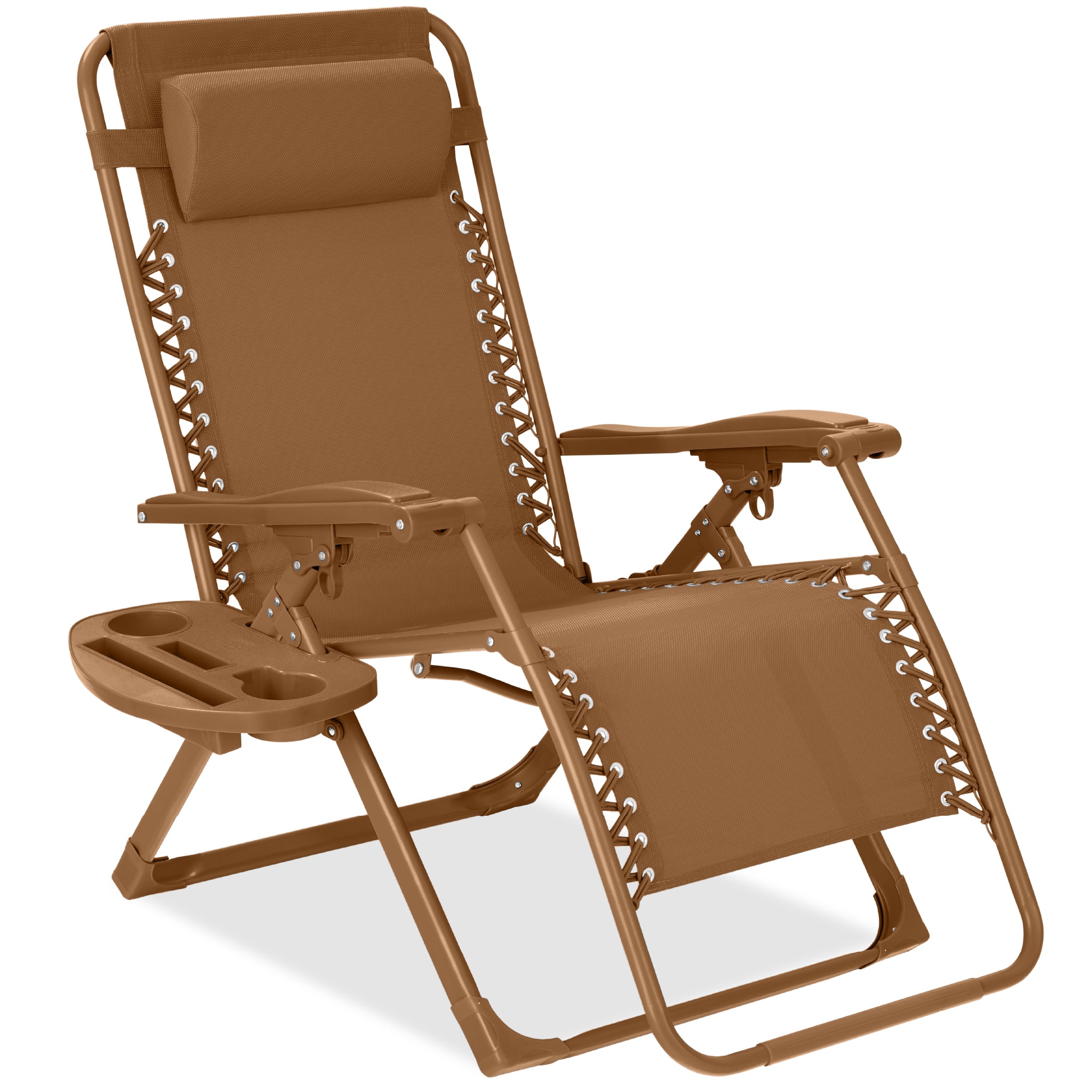 Best Choice Products - Monochromatic Zero Gravity Chair, Folding Patio Recliner w/Side Tray, Headrest - Desert price history on PriceWatchPro