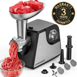Mojgar - Meat Grinder, 2 Adjustable Speed 2400W Max Electric Meat Grinders for Home use, Sausage Stuffer, ETL Approved - Black