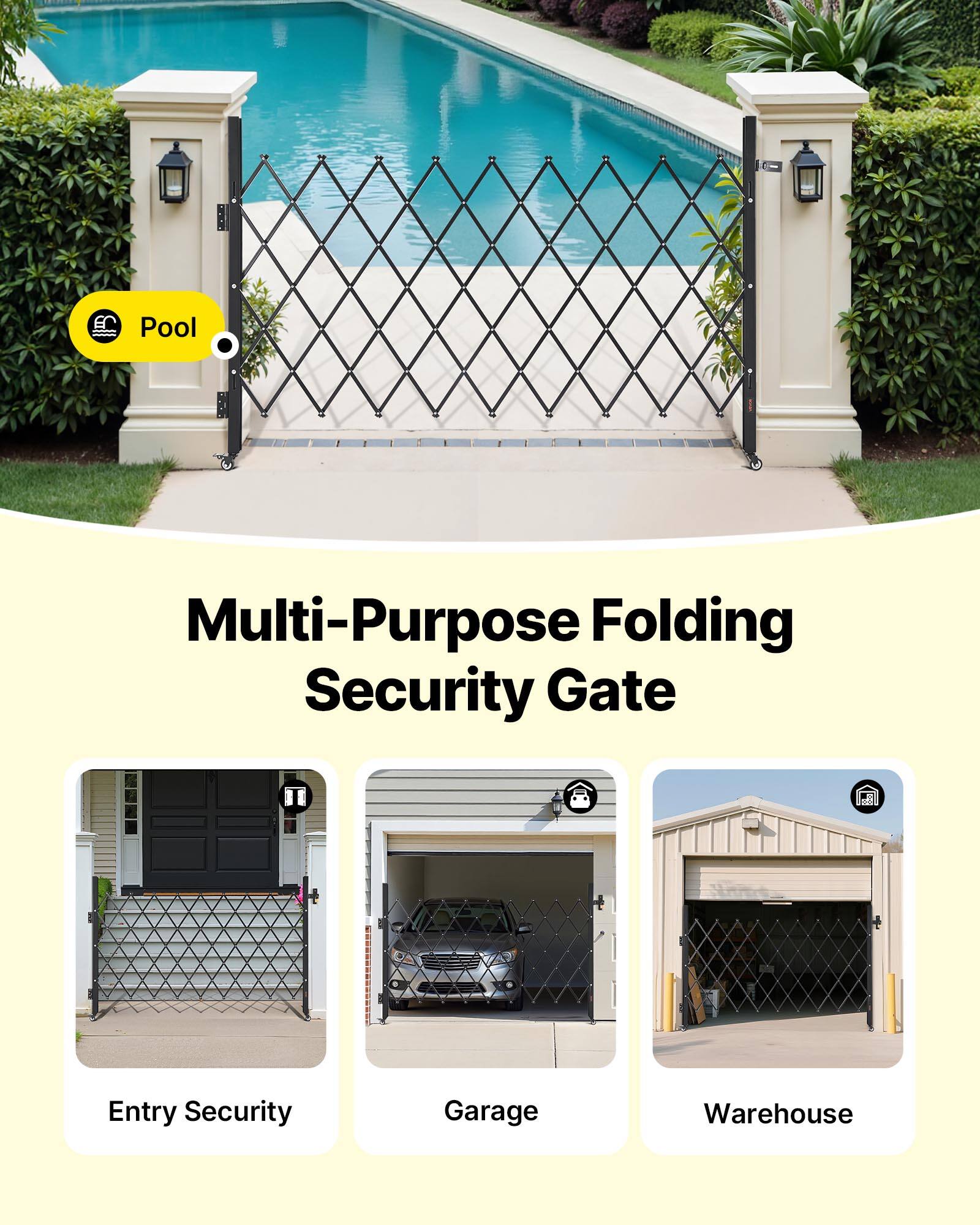 Pool Multi-Purpose Folding Security Gate

- Entry Security
- Garage
- Warehouse