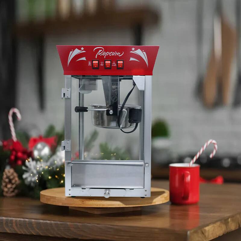 Alt View 2. GOODSILO - Commercial Popcorn Maker Machine, 12 Oz Kettle, Stainless Steel, Tempered Glass, 850W Countertop Popper - Red.