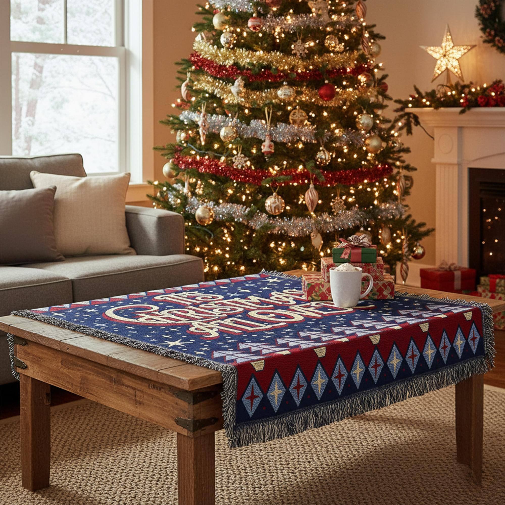 Alt View 10. Think 3Fold - The Goo Goo Dolls "It's Christmas all Over" 50 x 60 Inch Holiday Blanket - Blue.