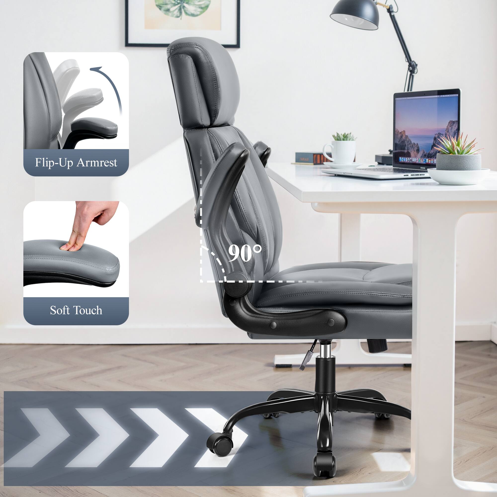 Flip-Up Armrest  
Soft Touch  
90°