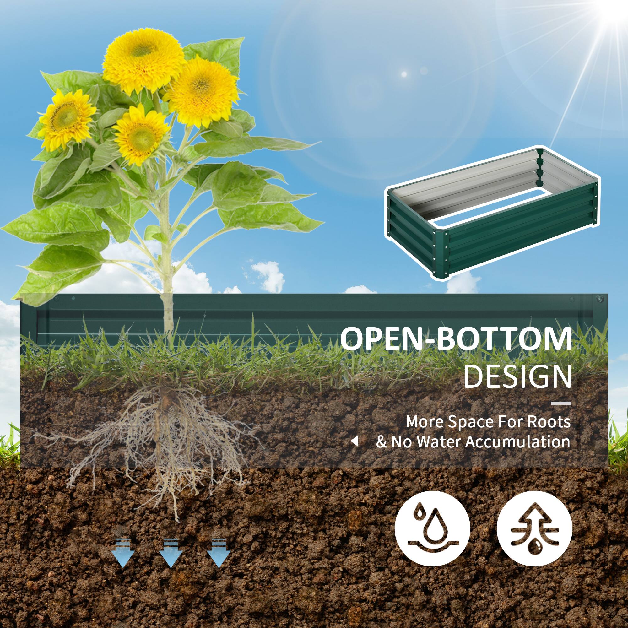 OPEN-BOTTOM DESIGN  
More Space For Roots & No Water Accumulation