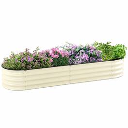 RYHNUYNE - Galvanized Raised Garden Bed Kit 7.9' x 2' x 1' Metal Planter Box with Safety Edging for Vegetables Flowers Herbs - White