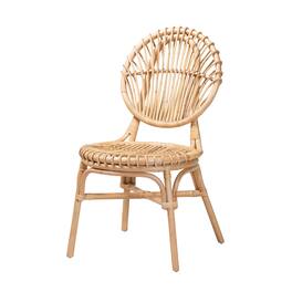 bali & pari - Iris Modern Bohemian Rattan Dining Chair - Natural Brown