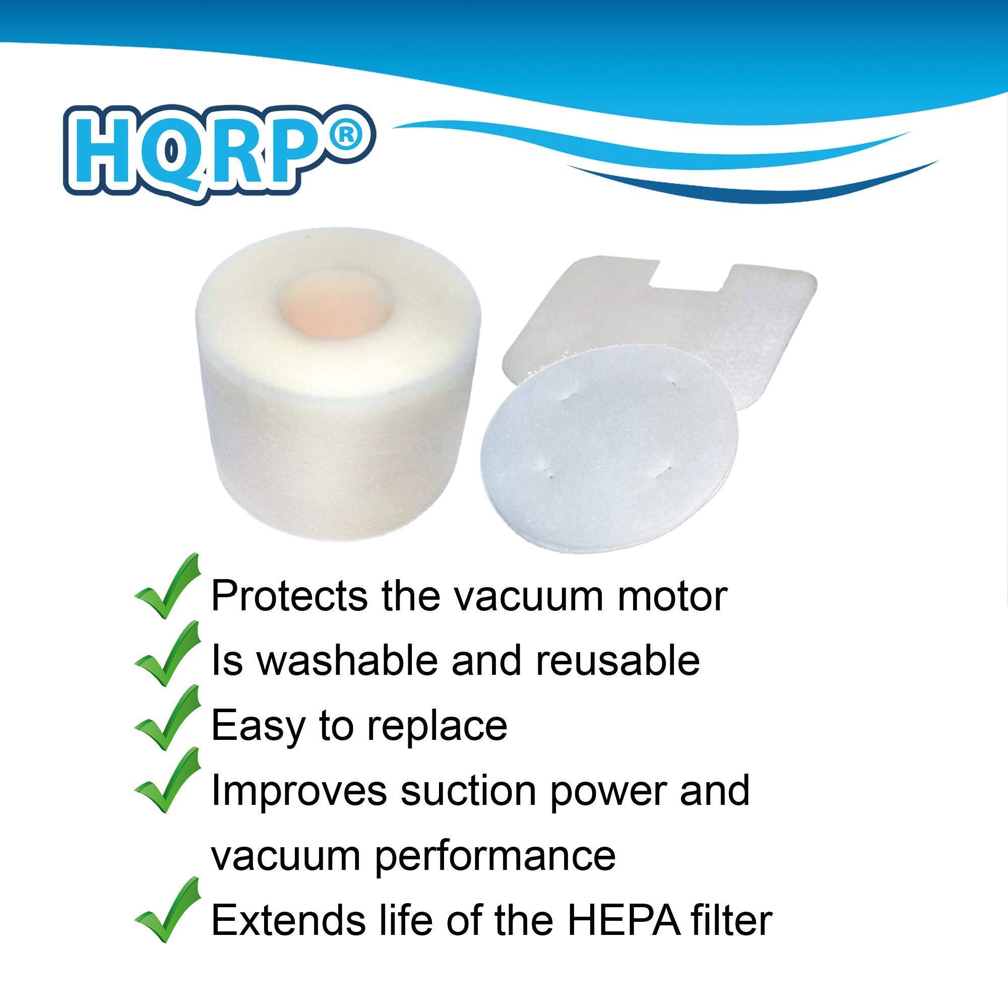HQRP®

- Protects the vacuum motor
- Is washable and reusable
- Easy to replace
- Improves suction power and vacuum performance
- Extends life of the HEPA filter
