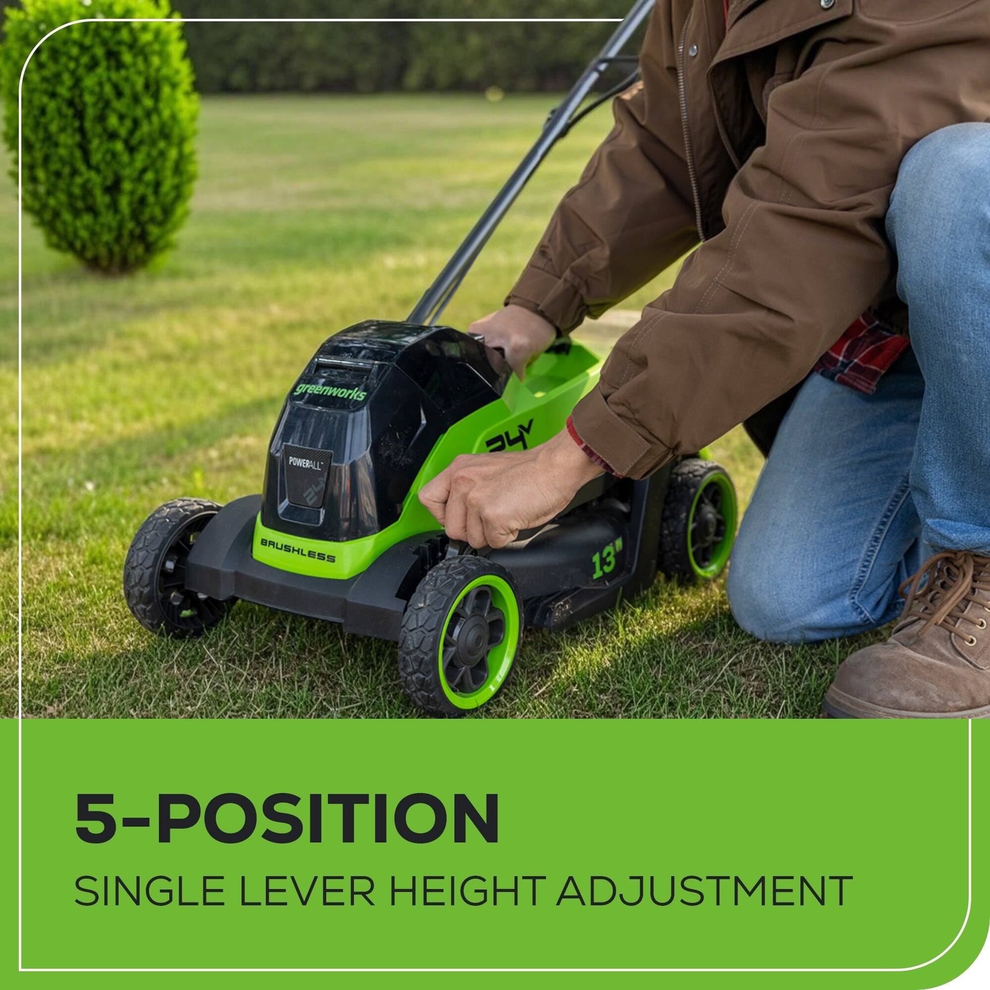 greenworks POWERALL P4Y BRUSHLESS 13" 5-POSITION SINGLE LEVER HEIGHT ADJUSTMENT