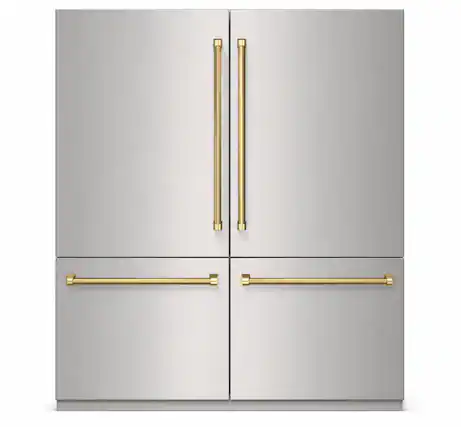 Front. Kucht - 72 in. Refrigeration Set — 36. in. Refrigerator & 36 in. Freezer - Stainless Steel Panels and Gold Handles Included - Stainless Steel and Gold.