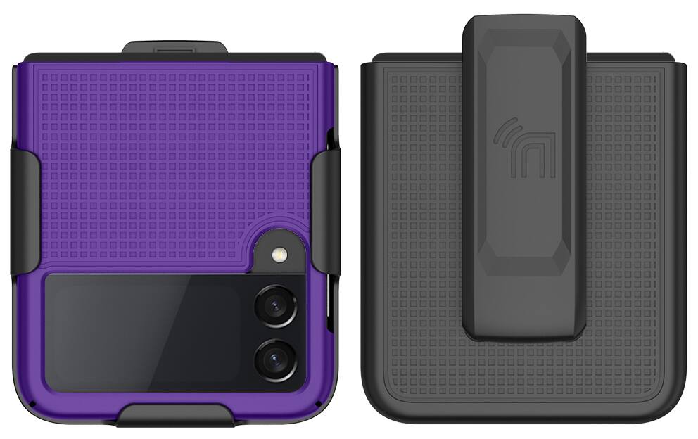Alt View 8. Nakedcellphone - Slim Case and Belt Clip Holster Combo for Samsung Galaxy Z Flip 3 Phone (SM-F711, 2021) - Purple.