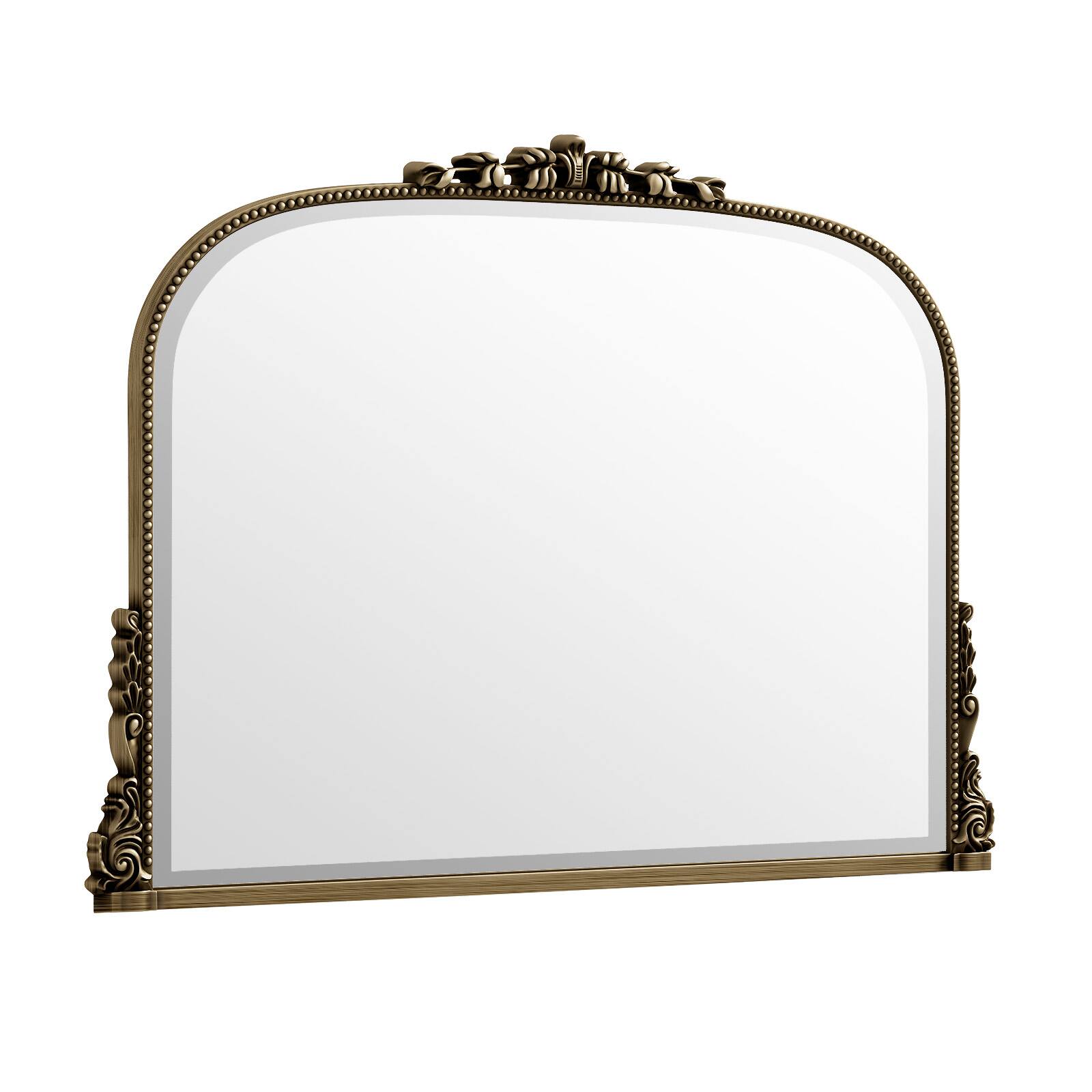 Alt View 1. Easly - Antique Bronze 44 in. W x 32 in. H Carved Arched PU Frame Vanity Wall Mirror - Antique Bronze.