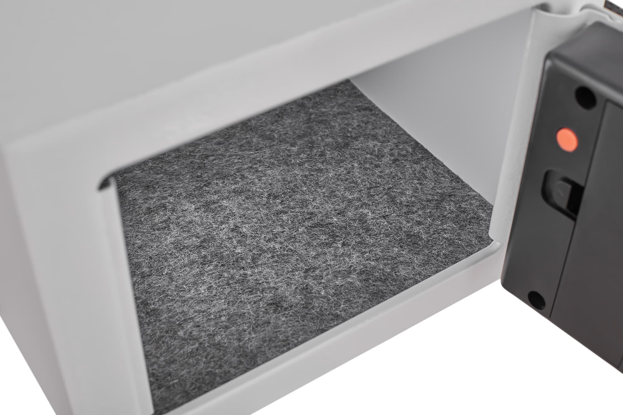 Left. Lycvki - Secure Safe With Key And Password, 0.23 Cubic Feet Small Home Safe for Money, Documents & Valuables - white.