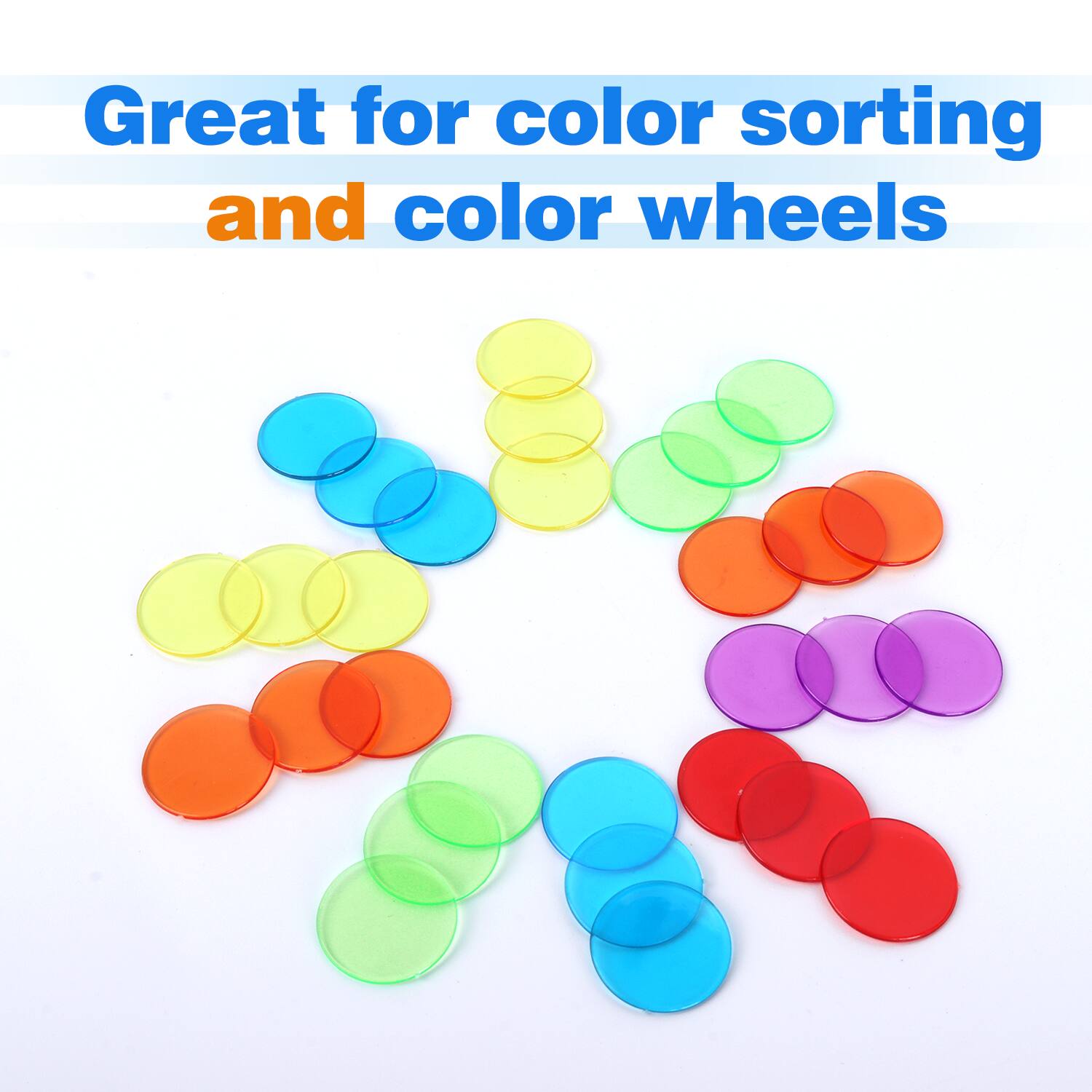 Great for color sorting and color wheels