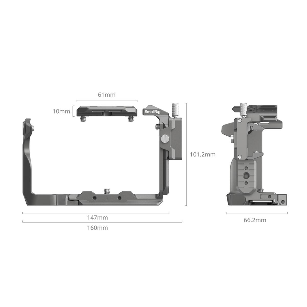 61mm  
10mm  
SmallRig  
101.2mm  
147mm  
160mm  
66.2mm