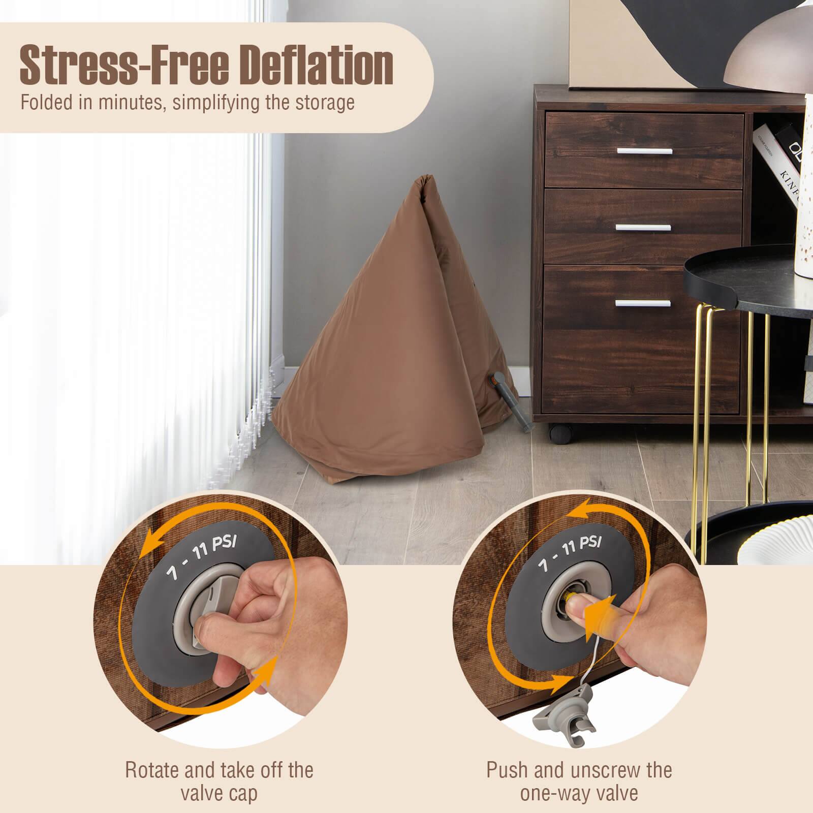 Stress-Free Deflation: Folded in minutes, simplifying the storage.