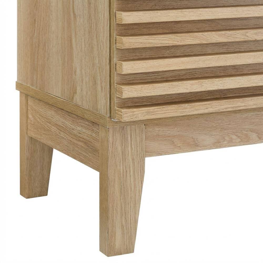 Alt View 1. FurniFact - Two-Drawer Nightstand in Brown Modern Finish with Stylish Design - Brown.