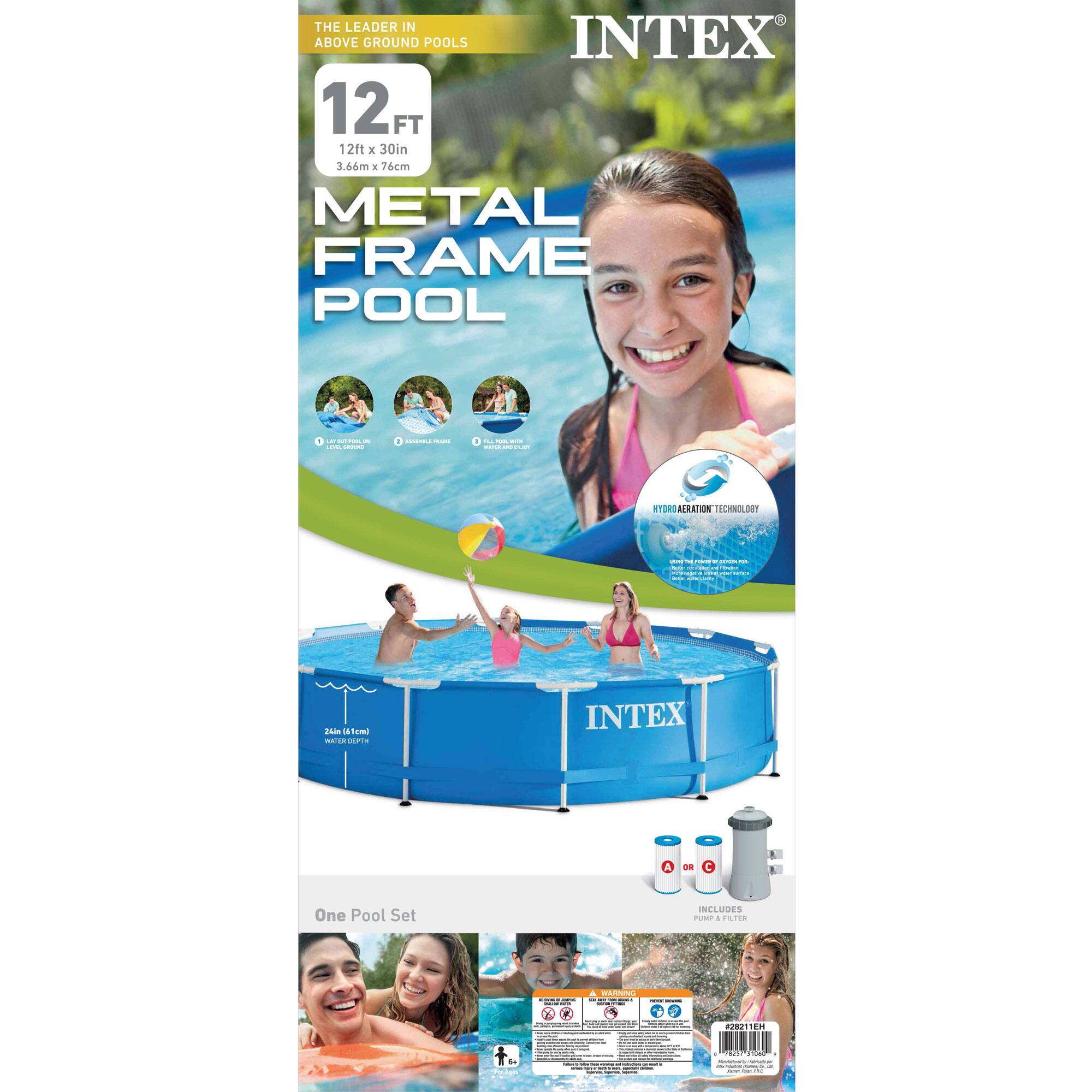 Alt View 22. Intex - Metal Frame Round Above Ground Swimming Pool with Pump.